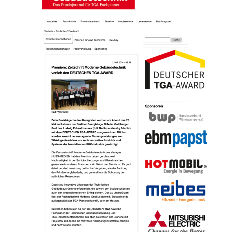 Verleihung TGA-Award 2014